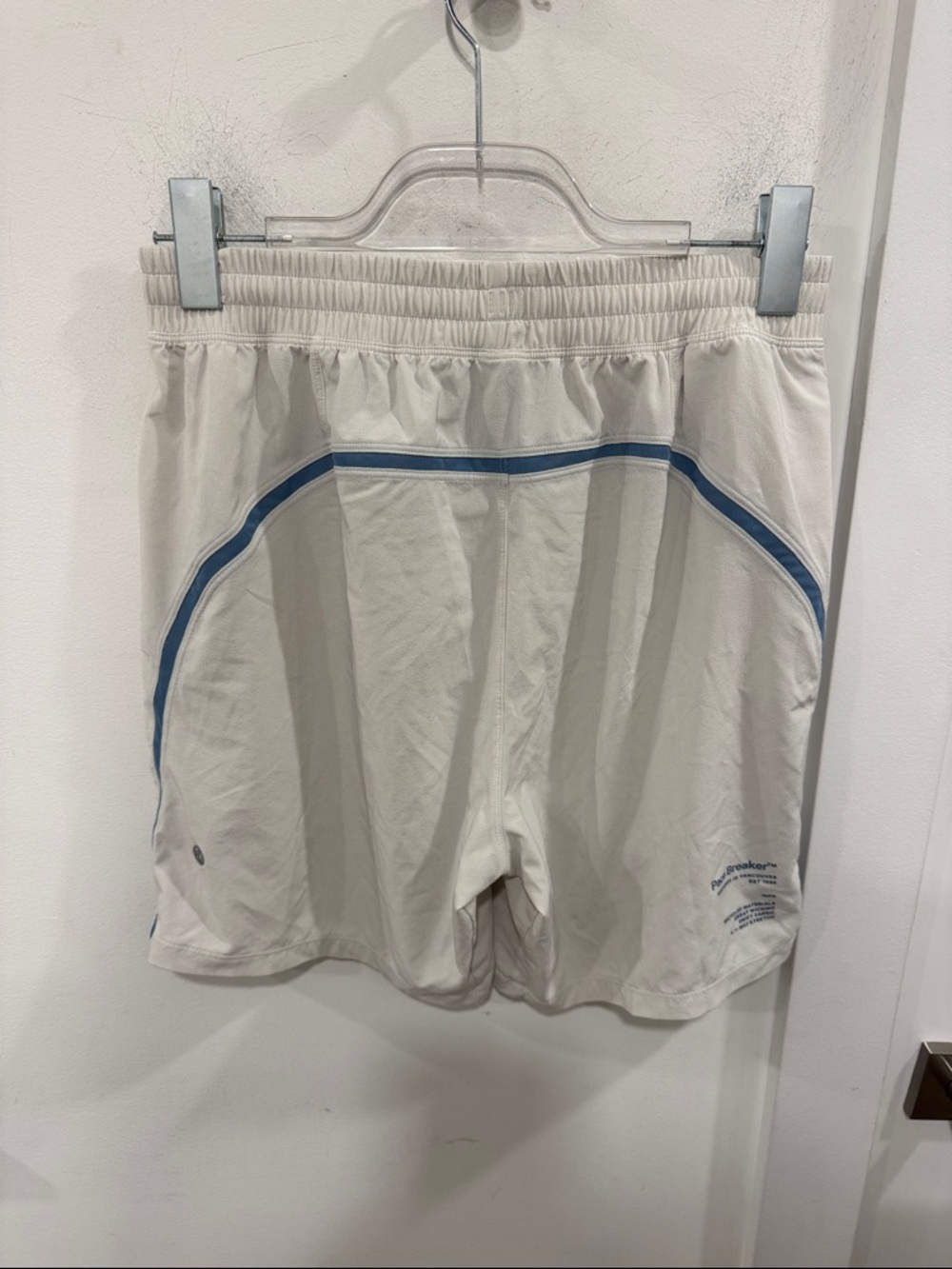 lululemon athletica Light Beige Athletic Shorts with Blue Trim - Picture 2 of 4